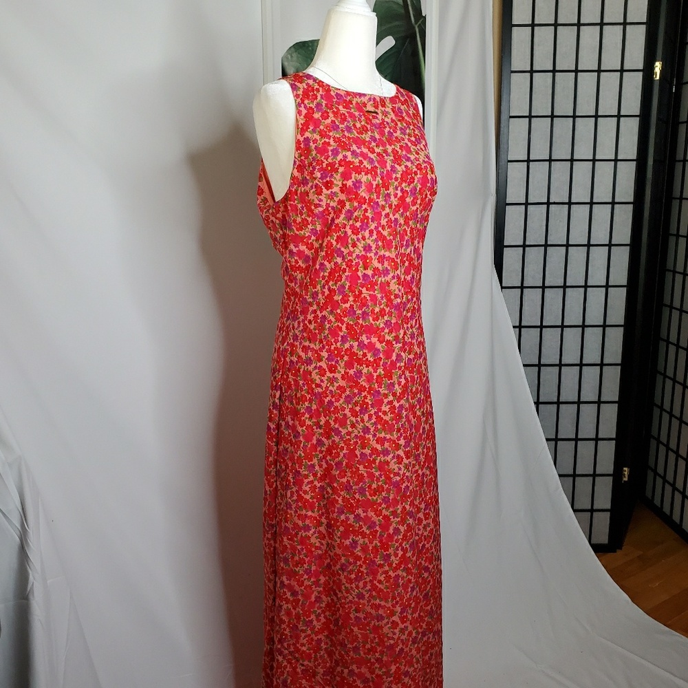 Jonathan Martin Vintage 90s Pink Floral Printed Maxi Dress